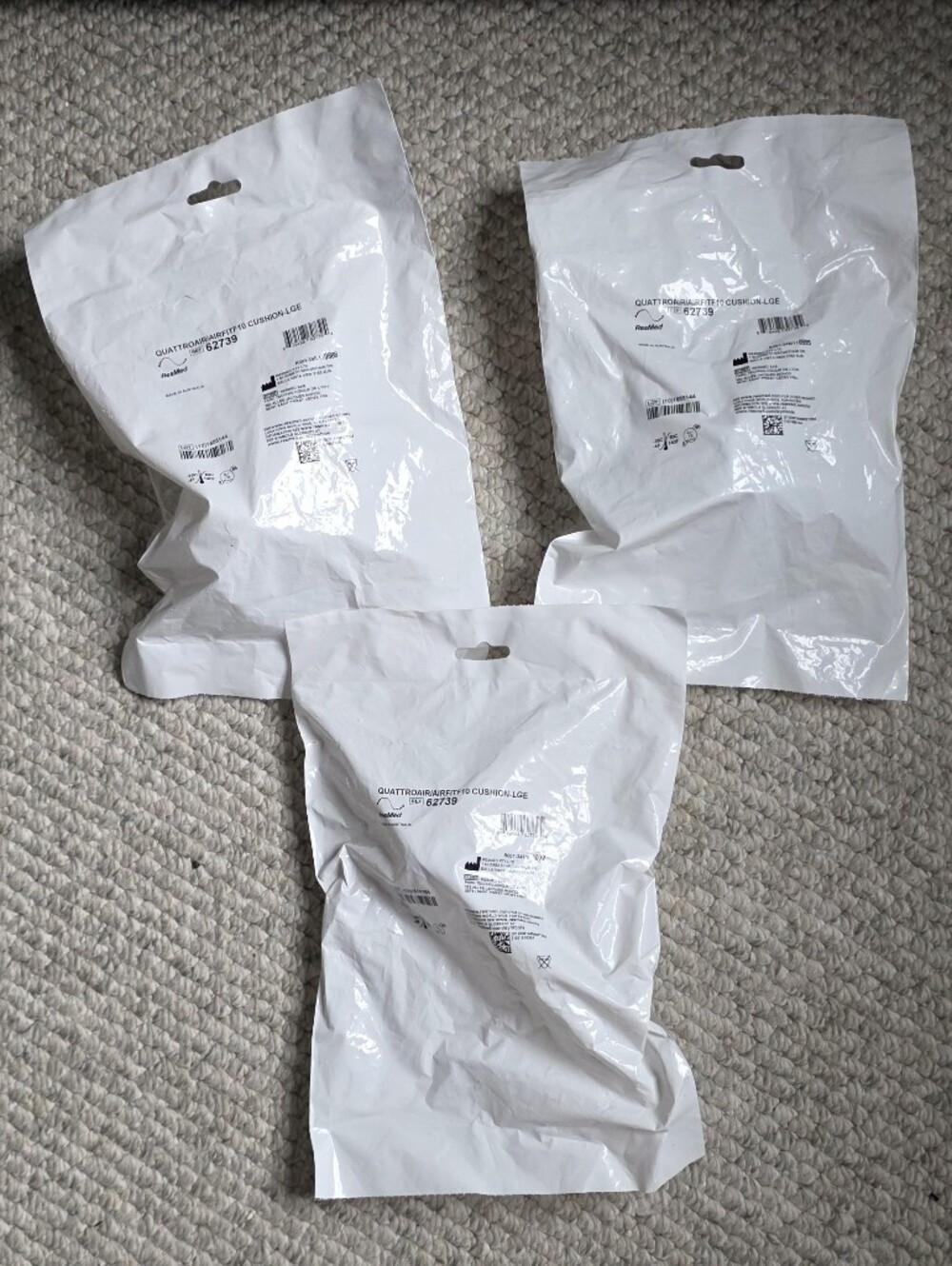 62739 Quattroair/Airfit F10 - Large - Air Cushion New Sealed LOT OF 3
